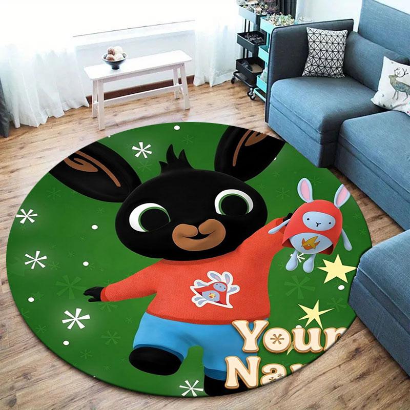 Bing Custom Name Round Area Rug,Carpet Rug for Living Room Bedroom Sofa Playroom Decor,Non-slip Floor Mat