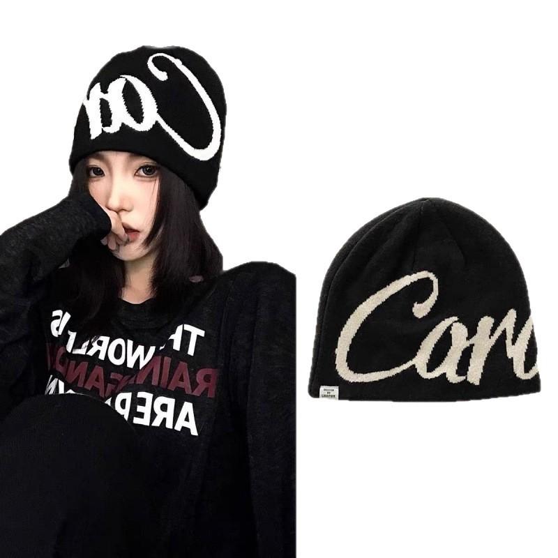 American Street Letter Jacquard Double-sided Knitted Hat Women's Hip-hop Skateboard Style Ear Protectors Autumn and Winter Cold Hat Men's and Women's