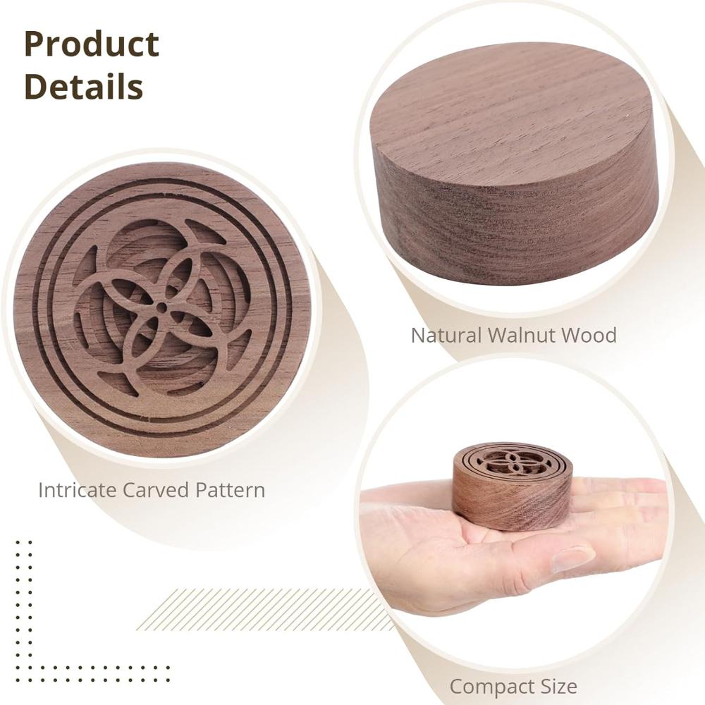 2 PCS Wooden Essential Oil Diffuser, Walnut Wood Diffuser, Aromatherapy Diffuser, Small Round Diffuser for Home, Offices, Cars, Yoga Rooms, Sauna Room