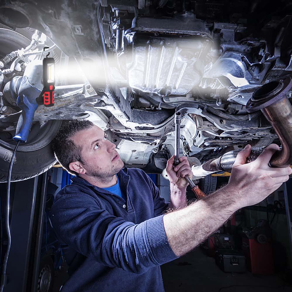 COB+LED Rechargeable Work Light Magnet Flashlight with Hook Folding Torch Lamp