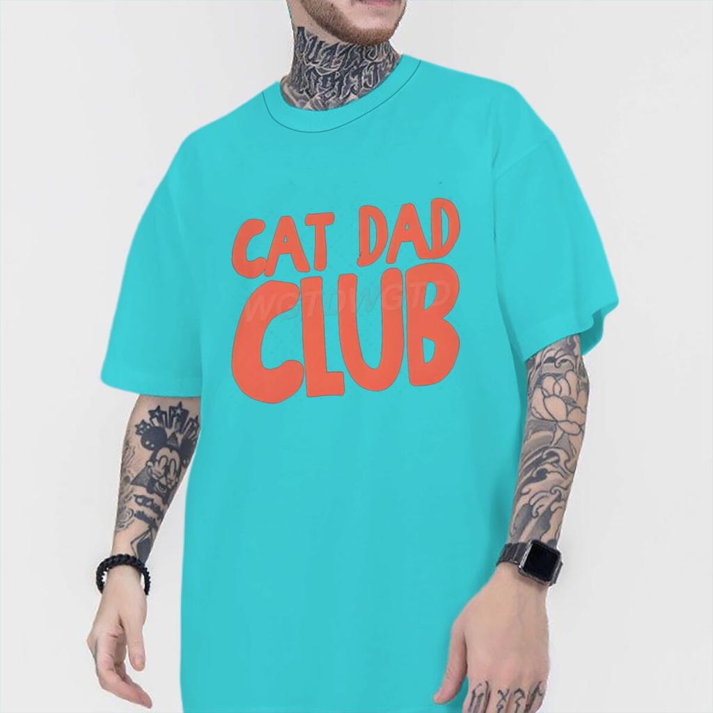 Cotton Mens Clothing Cat Dad Club Print T Shirt High Quality Cotton Male Short Sleeve Streetwear Fun Animal Kitten Tshirts
