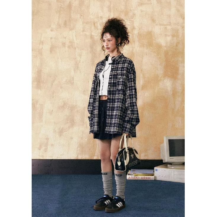 2024 Letter Long Sleeve Shirt Japanese Hong Kong Style Ins Loose Shirt Boys Summer Trendy Versatile Casual Coat