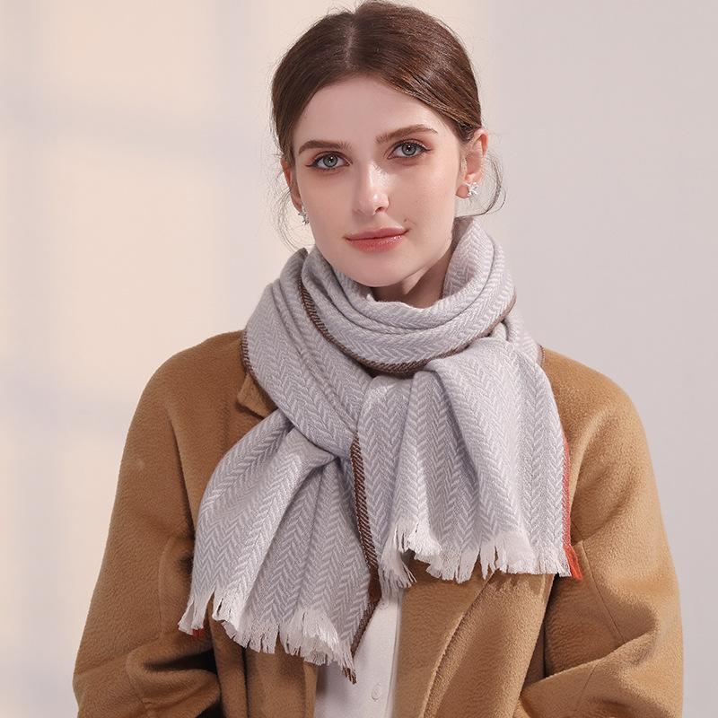 Pure wool scarf women's autumn and winter thickened warm shawl scarf