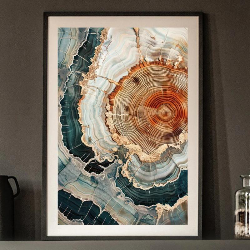 1pc Nordic Tree Ring Abstract Art, Modern Abstract, Scandinavian Abstract Wall Art, Wood Rings Wall Art, Nordic Fine Arts