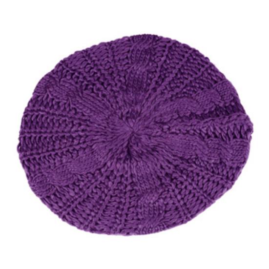 Women Fall Winter Hat Knitted Bonnet Solid Color Elastic Twisted Texture Keep