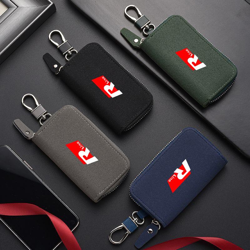 Suede Car Key Storage Bag Portable Card Coin Wallet Keychain For Volkswagen VW Golf Tiguan Jetta Passat Polo Touran GTD Scirocco zr4