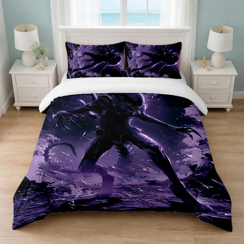 Alien Xenomorph Bedroom 3Pcs Bedding Set Soft Bed Sheet Pillowcases Home Bedding Decoration