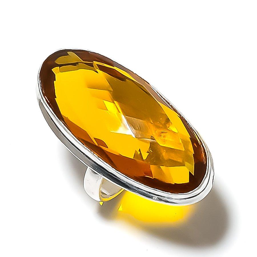 Citrine Gemstone 925 Sterling Silver Gift Jewelry Ring Size 8