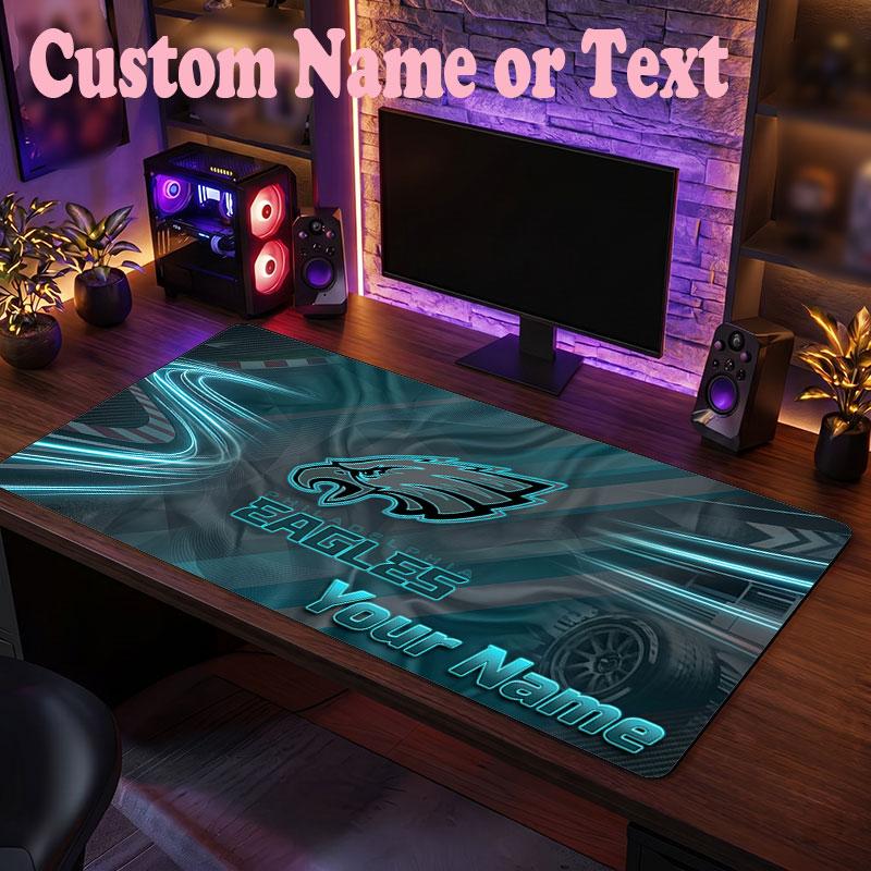 Philadelphia Eagles Benutzerdefinierter Name Text Mauspads, Große Schreibtisch-Mausmatte Personalisierte Home-Office-Geschenk