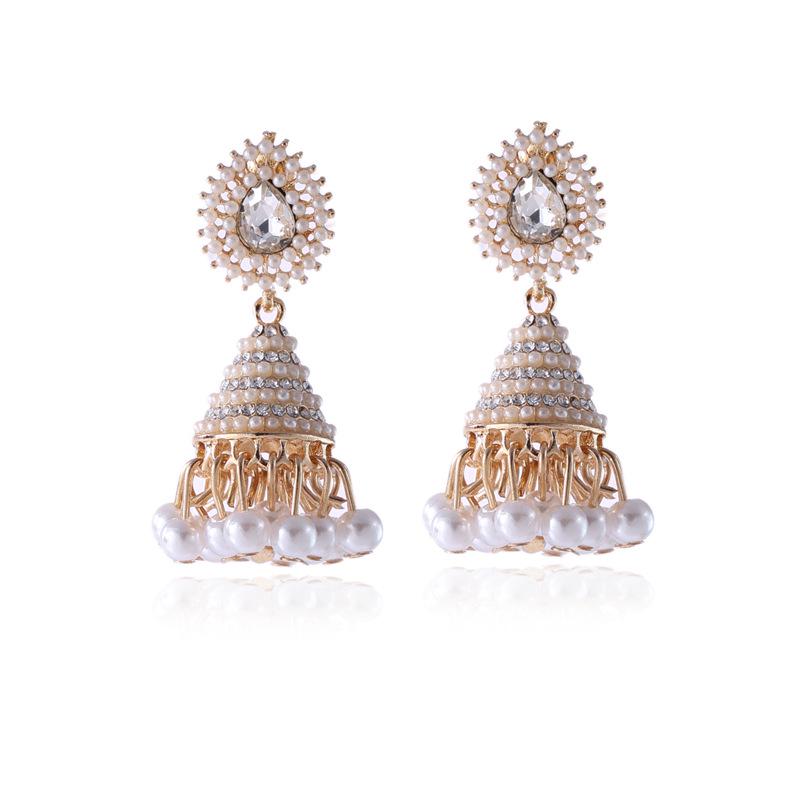 Creative Retro Ethnic Lantern & Teardrop Stud Earrings