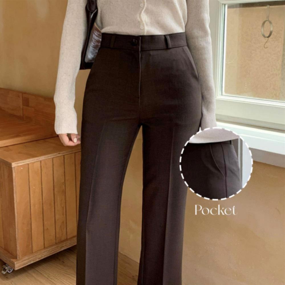 New Arrivals Open Run Women Pin Tuck Bootcut Slacks Pants