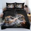 Lion Tiger King Queen Duvet Cover Lovely Wild Animals Bedding Set for Kids Teens Adults Wildlife Quilt Cover