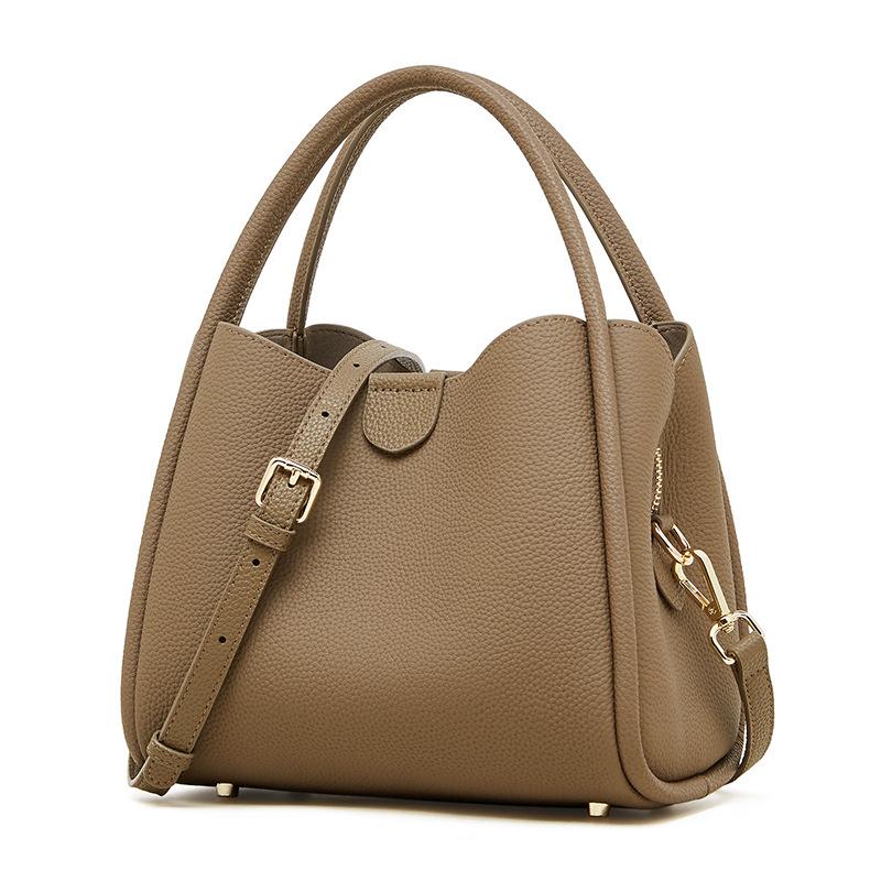 Super Hot Genuine Leather Women's Bag Spring and Summer New Simple and Versatile Crossbody Bag Popular with Hand Bucket Bag This Year