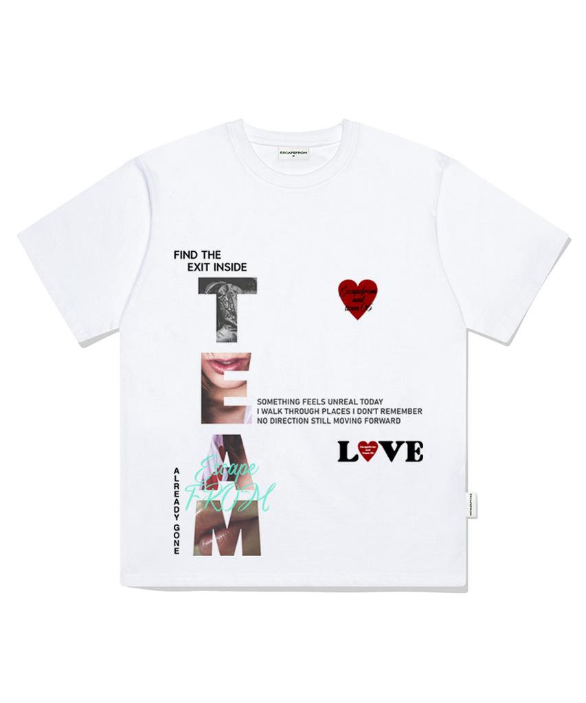 ESCAPEFROM Exit Inside Print Oversized Short Sleeve T-Shirt White