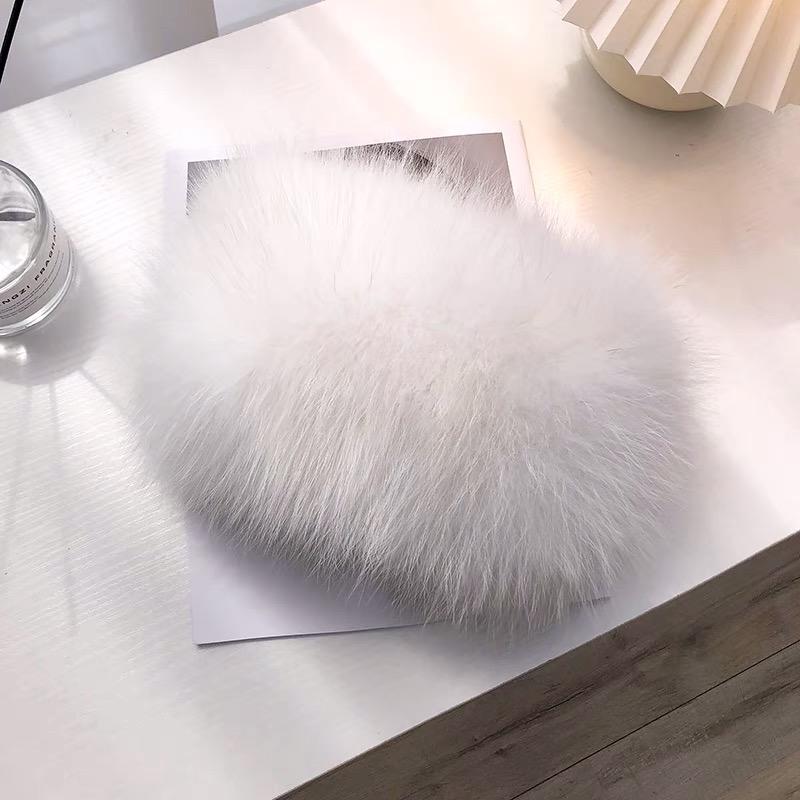 Ladies Infinity Headbands with Genuine Fox Fur Elastic Winter Scarf for Outdoor Use Neck Warmer for Women белый