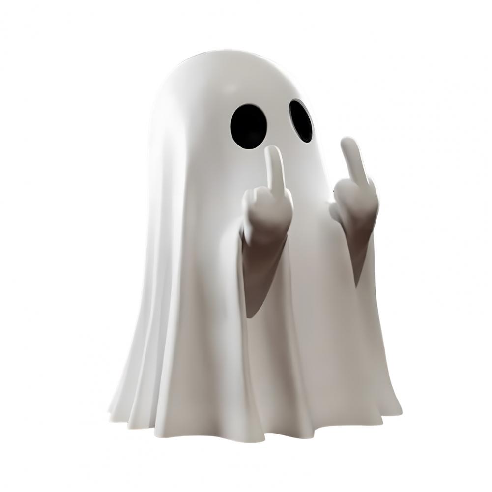 Desktop Ghost Decor Spooky Ghost Statue Spooky Halloween Ghost Figurine Set with Love Heart Middle Finger Resin Statue for Home