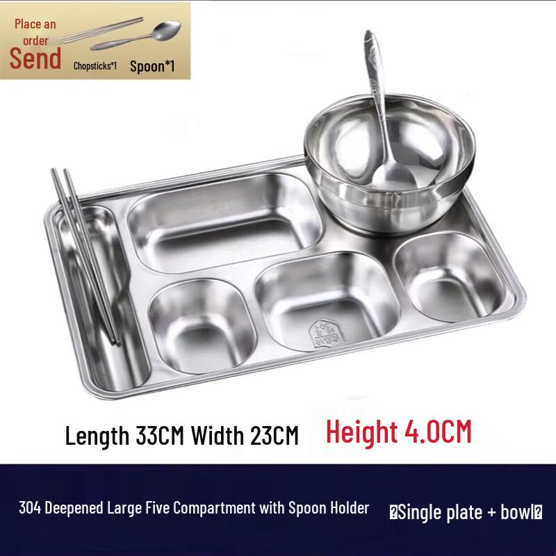 

Stainless Steel Divided Meal Tray with Lid 2-Pack