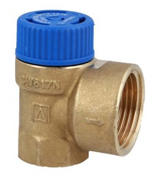 MSW Safety Valve 1/2 Inch X 3/4 Inch 6 Bar for DHW Installations