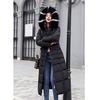 Abbigliamento invernale Donna Ginocchia lunghe Cappotto in cotone con collo in pelliccia grande e spesso sottile