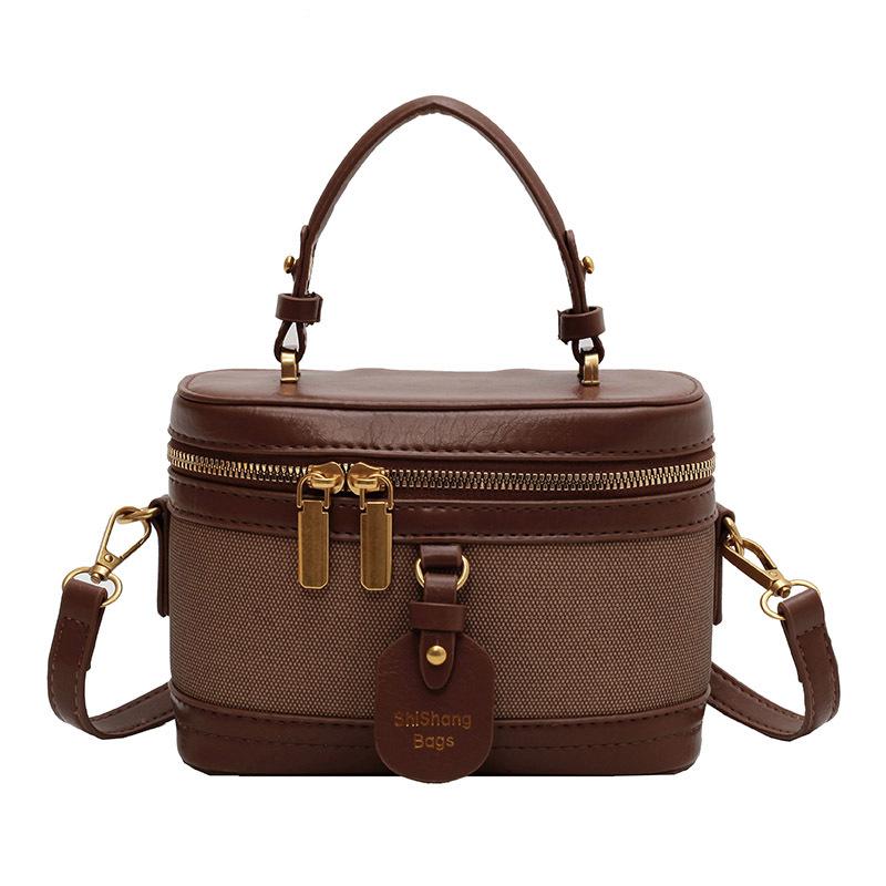 Autumn and Winter New High-end Niche Design Box Bag Hand Bag Shoulder Messenger Bag Retro Bucket Bag Women