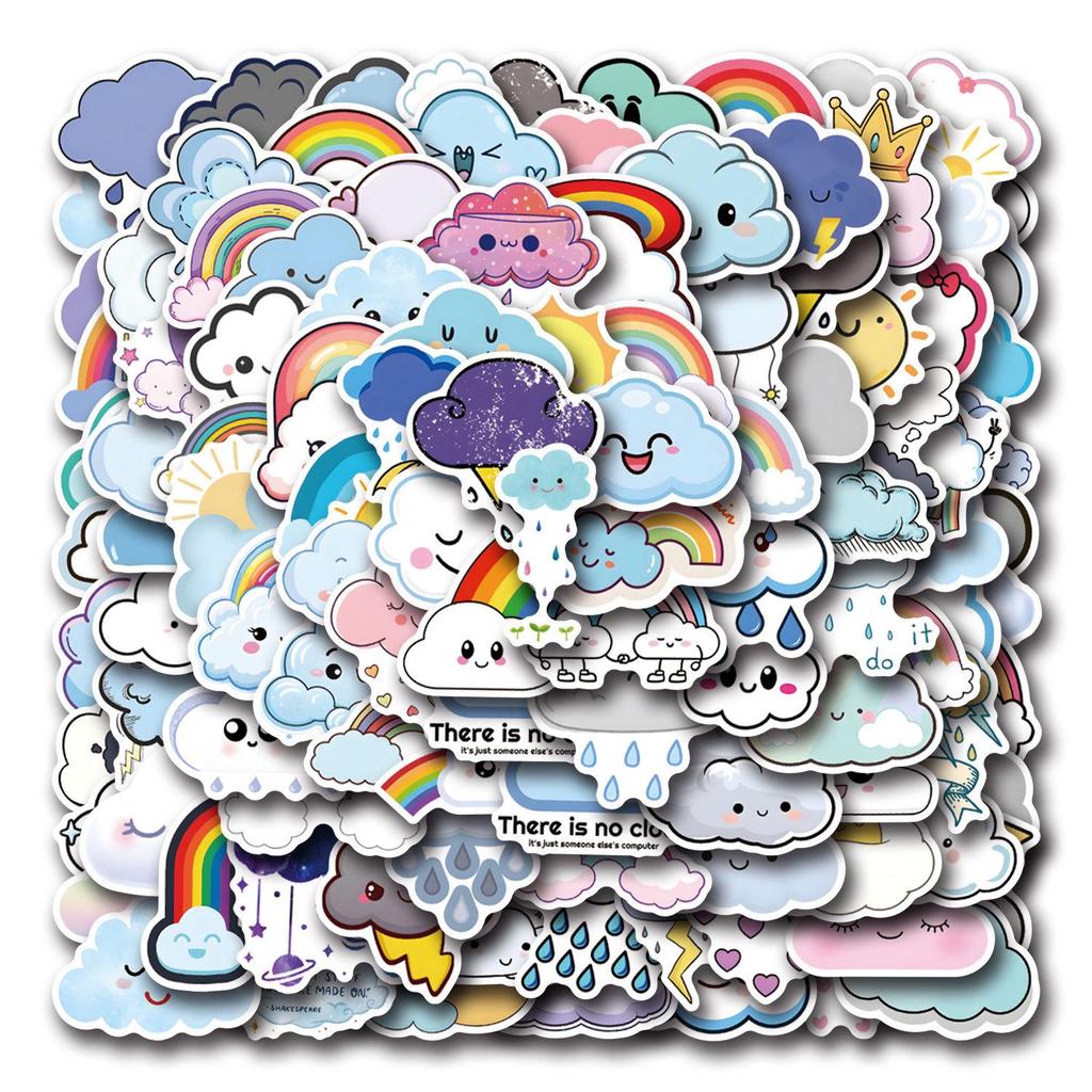 110 Cloud Graffiti Style Waterproof Stickers for Skateboard, Luggage, Planner, and Decoration