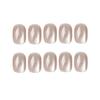 24 Pieces Wearable Nail Sticker Soot Purple Cat's Eye Fake Nail Patch Wearable Nail Short Fake Nail Summer Manicure