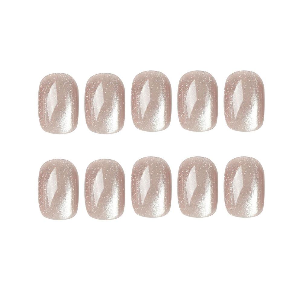 24 Pieces Wearable Nail Sticker Soot Purple Cat's Eye Fake Nail Patch Wearable Nail Short Fake Nail Summer Manicure