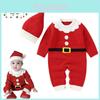 Adorable Christmas Baby Knitted Romper Jumpsuit Outfit W/ Santa Claus Sweater Hat
