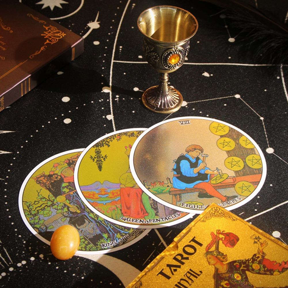 PVC Classic Learning of Plastic Circular Card Deck Tarot Games 10x10 Cm Waterproof 78 Pcs Cards