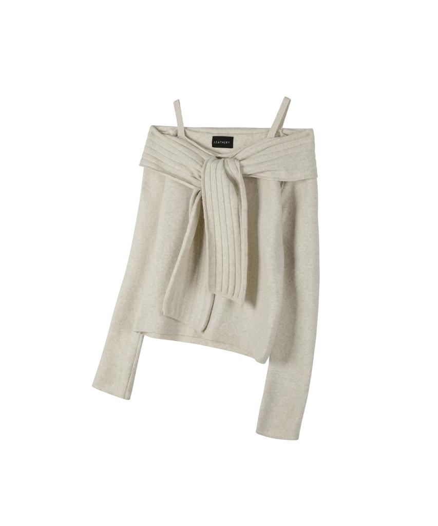 Ledeoli Soft Muffler Off-Shoulder Knit [Oat Milk]