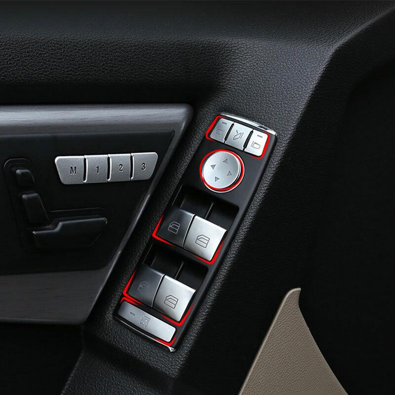 Matte Silver Window Switch Button Garnish Sticker 14X For Benz C-Class 2010-2014