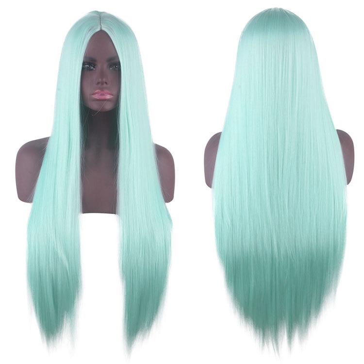 Synthetische Lange Steile Pruik Midden Scheiding Zwart 80CM Hittebestendige Vezel voor Cosplay Feest Kostuum Dagelijks Gebruik Vrouwen white
