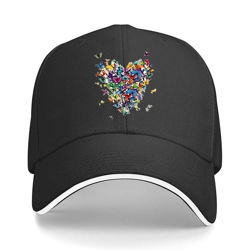 Colorful Butterflies Heart Canvas Wall Art Hip Hop hat Fashion Outdoor Sports Sandwich Baseball Cap