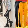 Jambiere din piele PU caldă de iarnă pentru femei, colanți termici cu talie înaltă, pantaloni din lână groasă, pantaloni negri, elastici, subțiri.