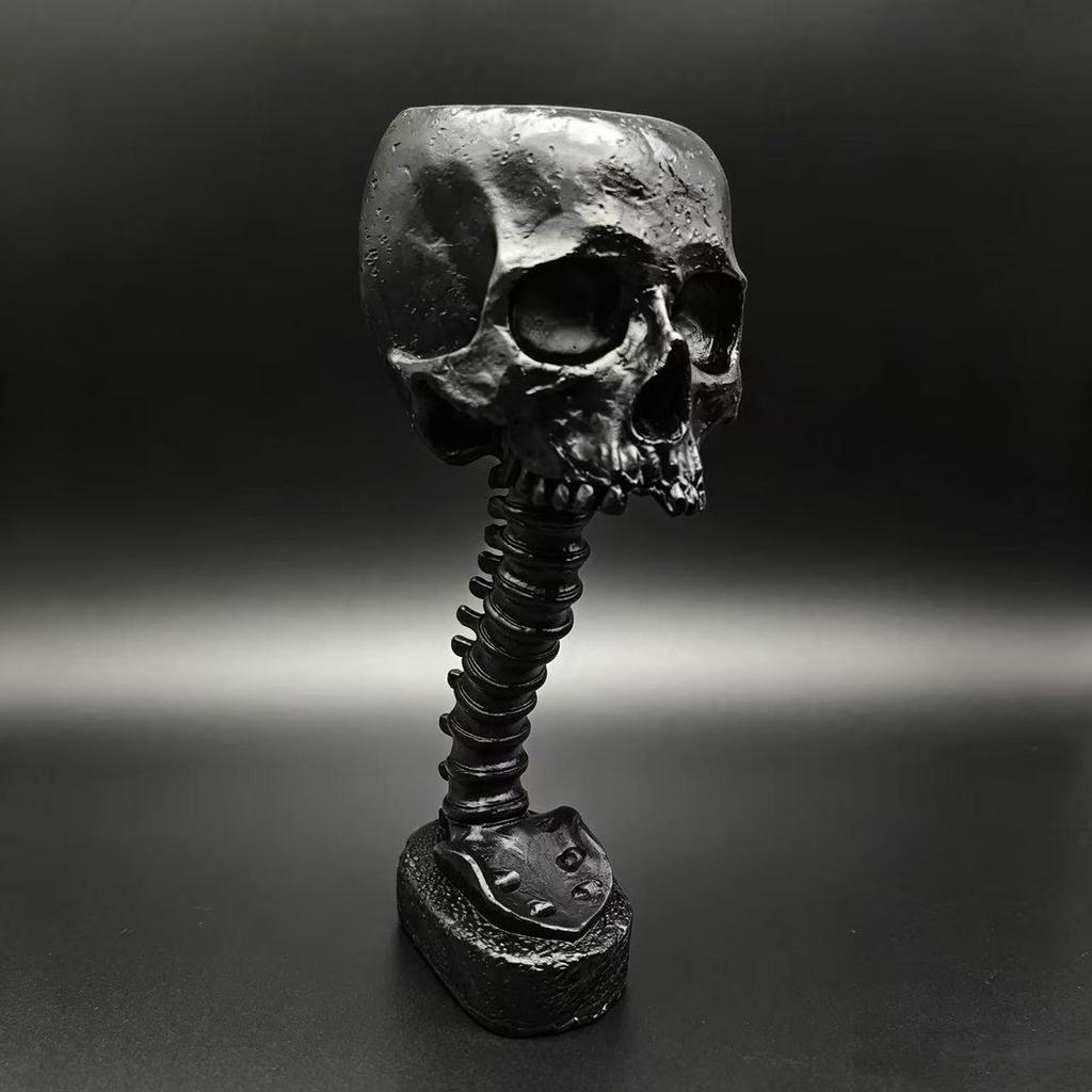 Skull Flower Pot & Spine Stand Set