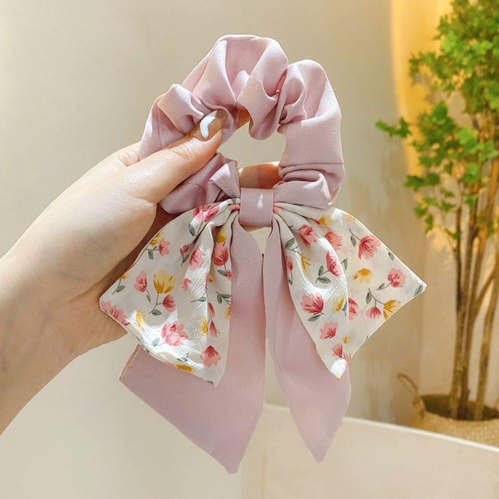 Ribbon Bow Printing Hair Rope Printing Hair Ribbon Sweet Intestine Hair Loop