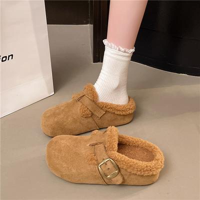 Mao Mao Shoes Women's Outer Wear 2025 Autumn and Winter New Korean Version Versatile Velvet One-pedal Warm Thick-soled Cotton Slippers