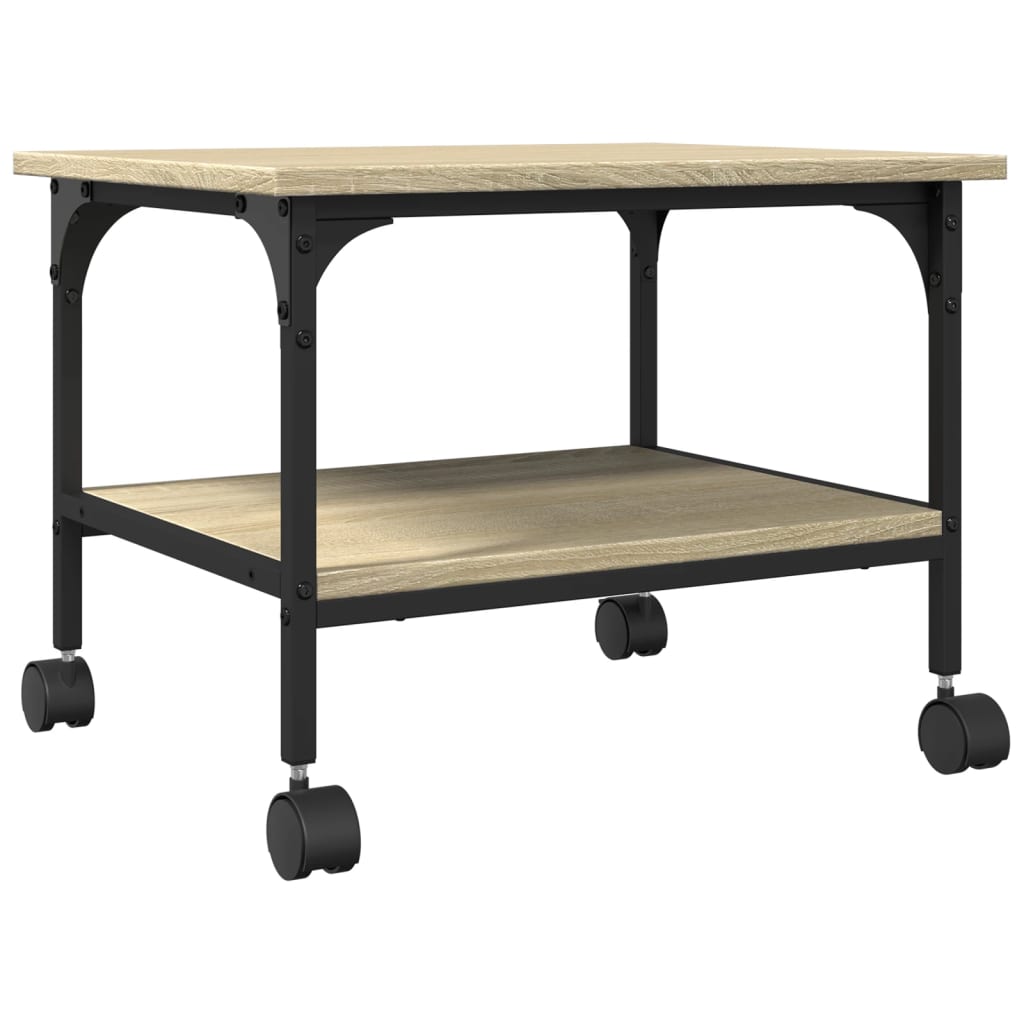 Printer Stand with 2 Shelves Sonoma Oak Finish 50 X 40 X 38 Cm