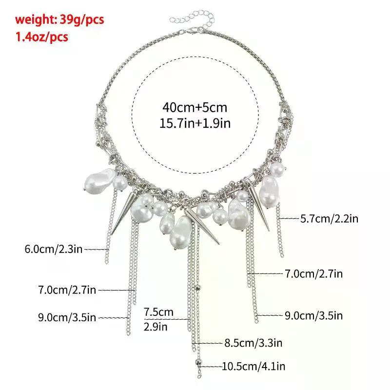Sweet Tassel Link Pendant Necklace Women's Metal Trendy Pearl Choker Chain Party Jewelry Gifts