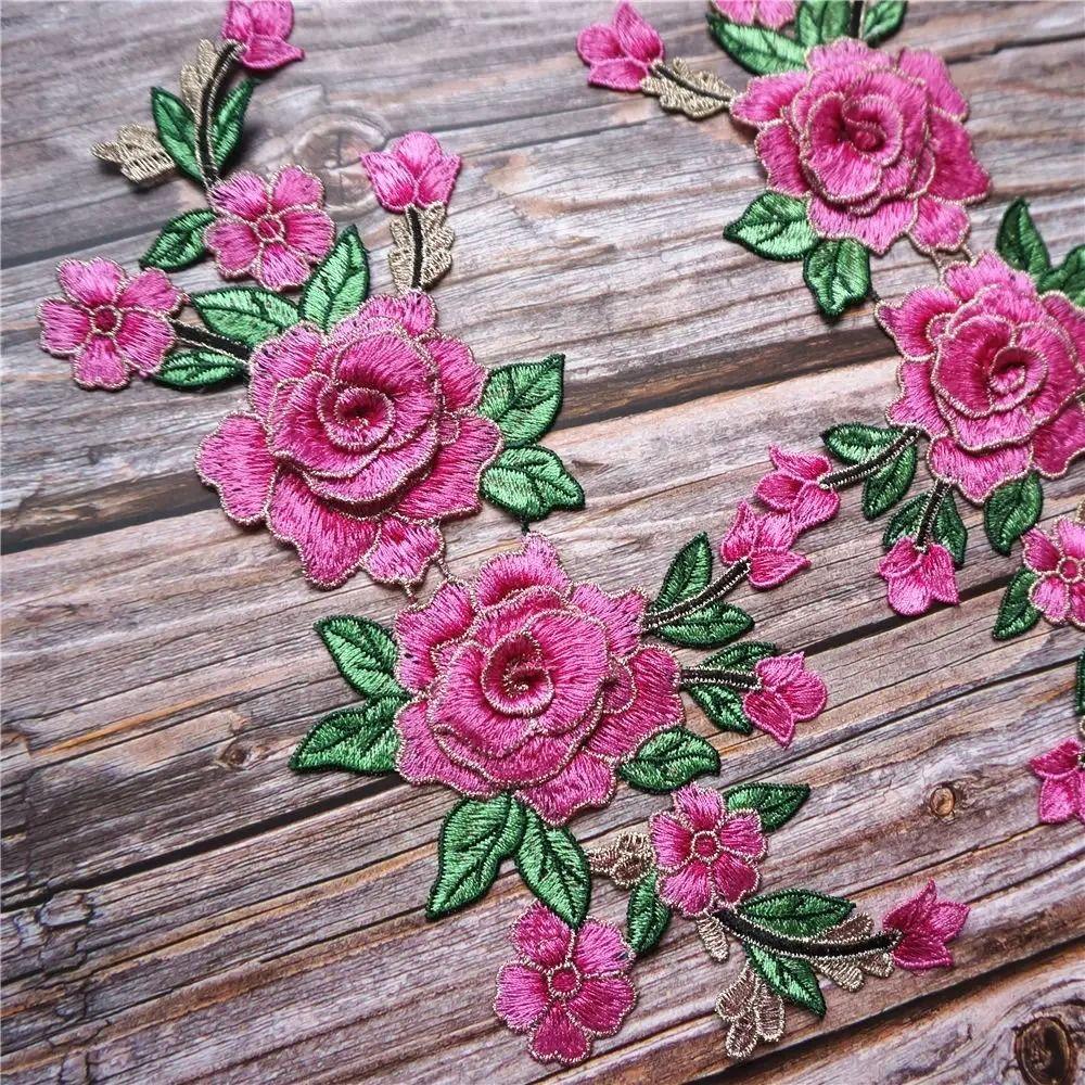 3D Flower Embroidery Flower Applique Blue Purple 12cm X 28cm Sew On Patch Embroidery Repair Patch Wedding Decoration DIY