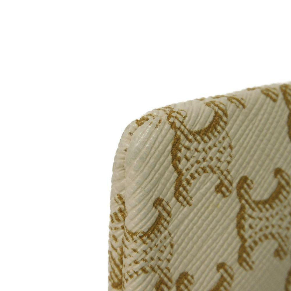 Used 10431 Logo Coin & Card Case 10C662CA2.01BC 7943 Macadam Arc de Triomphe Ivory Gold Key Ring White Unisex from