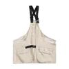 Men's Spring/Fall Strapless Vest with Large Pockets – Japanese-Style Design Workwear Vest