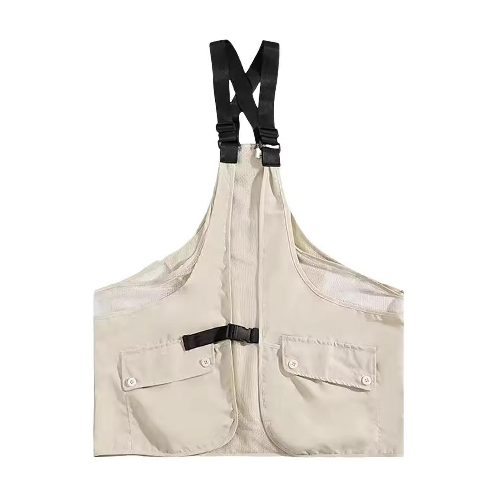Men's Spring/Fall Strapless Vest with Large Pockets – Japanese-Style Design Workwear Vest
