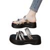 Thick-soled heightening outer wear casual beach slippers women's summer 2025 new two-wear sandals one-word sandals versatile explosion