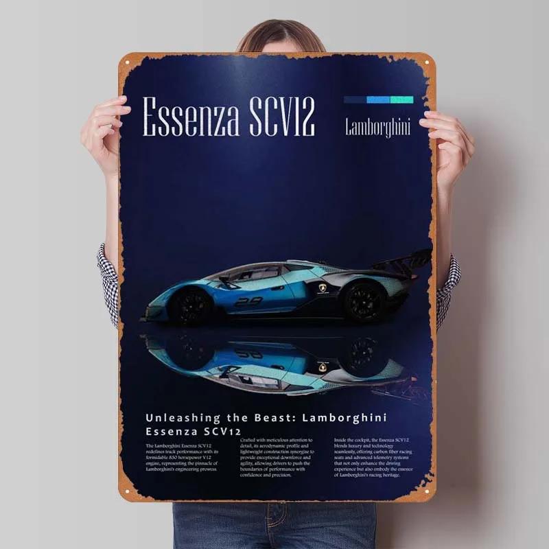 Lamborghini Tinplate Sign Cars Poster Decoration for Home Decor Items Retro Metal Sign Plaque for Garage Wall Art Decoration