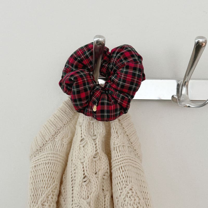 oar Tartan Check Padding Scrunchie[Red]