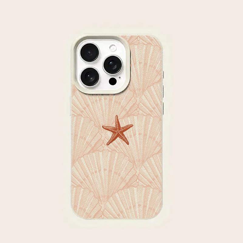 Summer Shell Starfish Lychee Texture Phone Case For iPhone 17 16 15 14 13 12 11 Pro Max 15 Plus 17 Air Silicone Soft Cover
