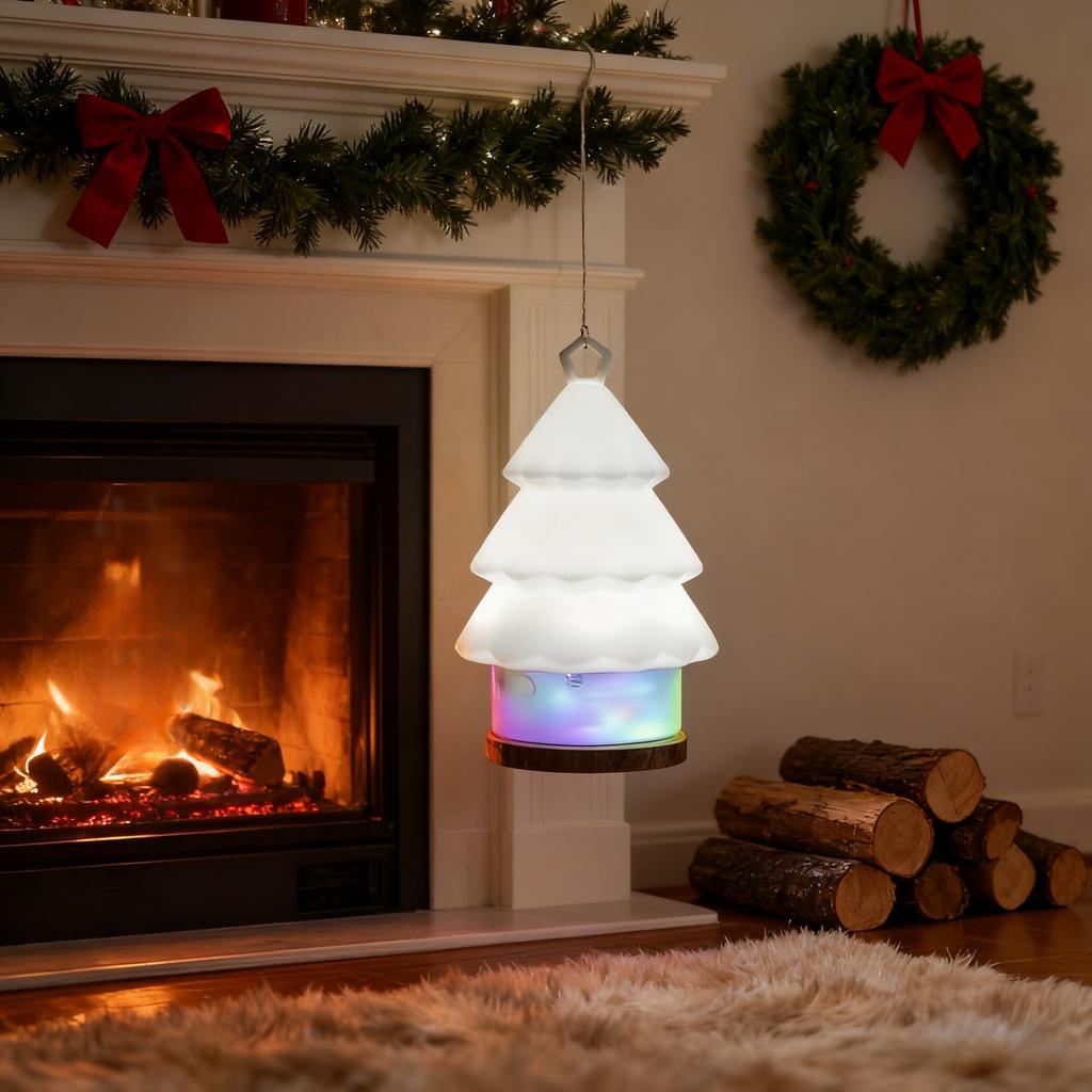 Rechargeable Christmas Tree Night Light w/ RGB String Lights,IP65 Waterproof Portable Lamp for Home Outdoor Decor Xmas Kids'Gift