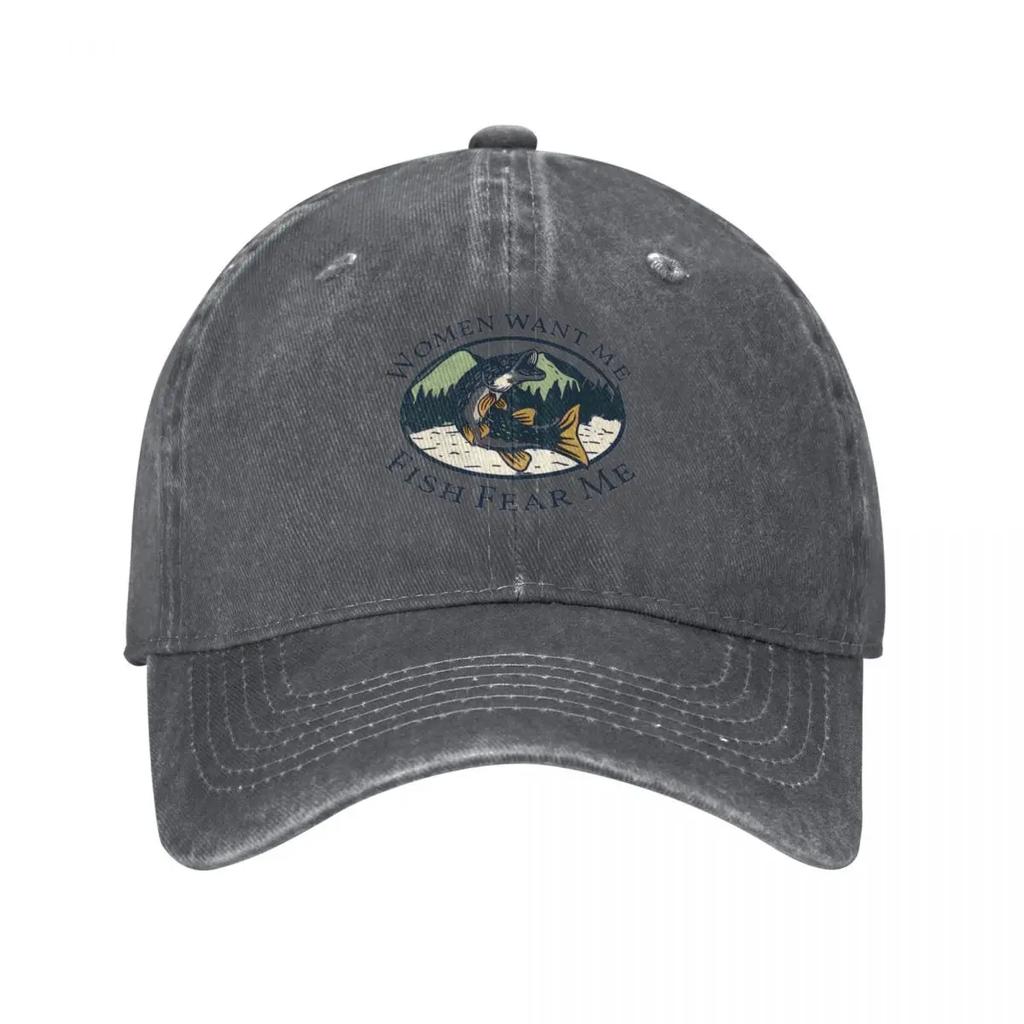 Women Want Fish Me Fear Me Baseball Cap Unisexs Big Size Hat New Hat Fun Hats Hiking Hat Luxury Women Unisexs