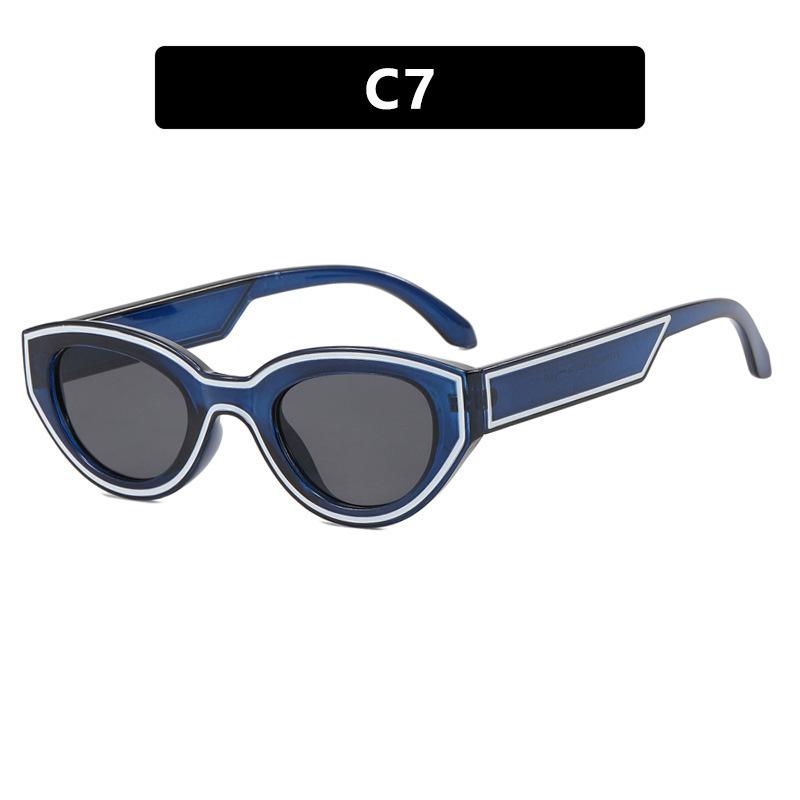 New fashionable versatile inverted triangular small frame cat eye sunglasses men's high-end fashion street photo UV-proof sunglasses
